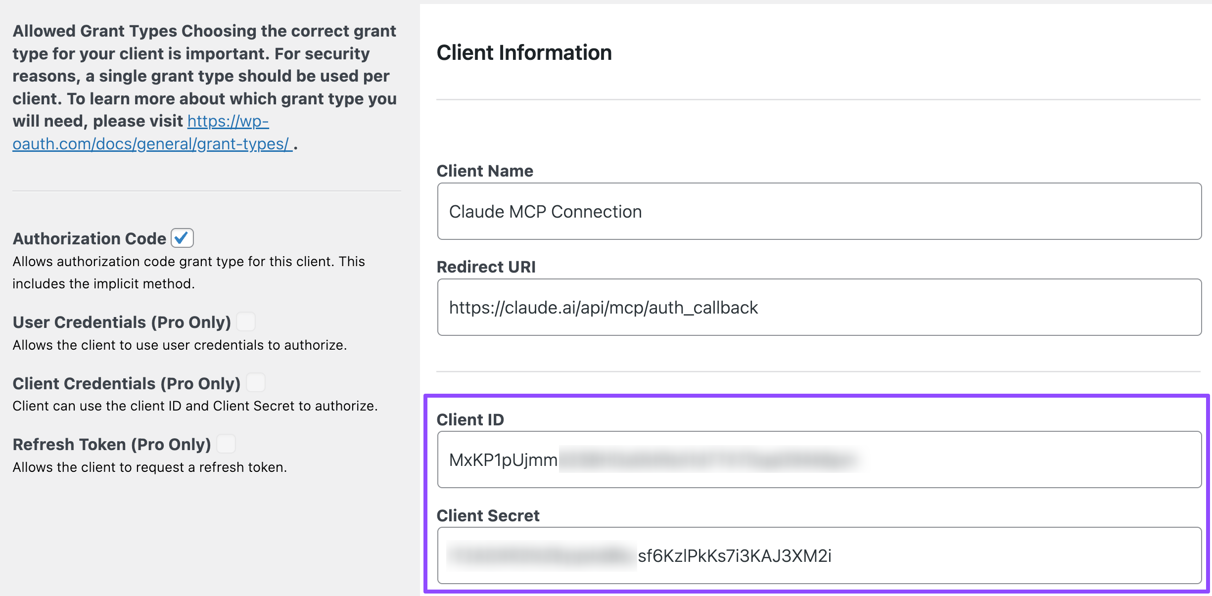 OAuth-settings