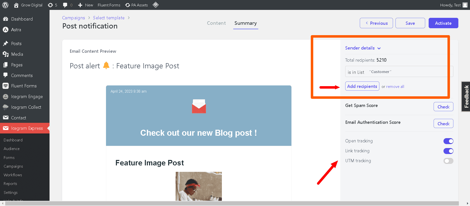 Trigger Post Notification | Icegram