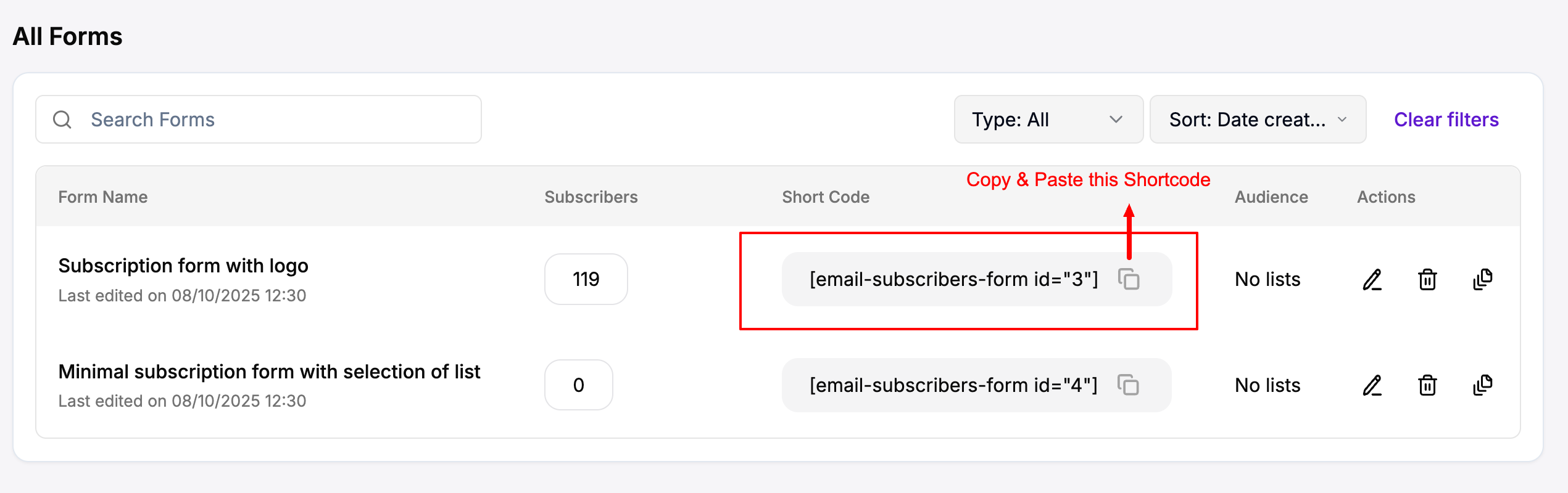 subscription form embedded anywhere