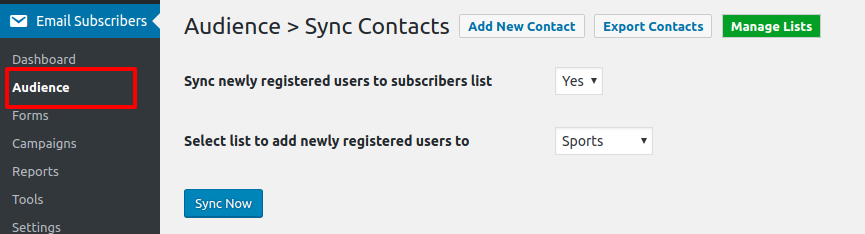 Audience Sync Contacts