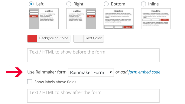 Select Rainmaker Form in the Campaign Editing Panel of Icegram