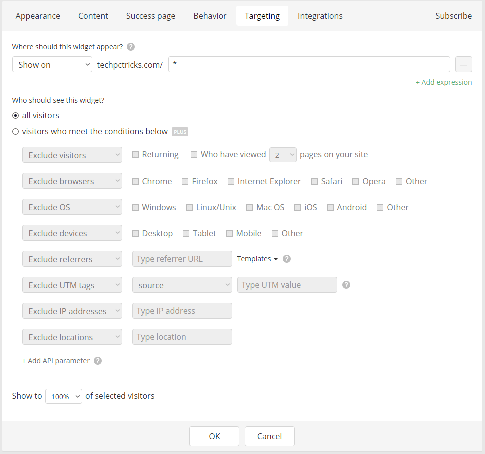 GetSiteControl Targeting Options