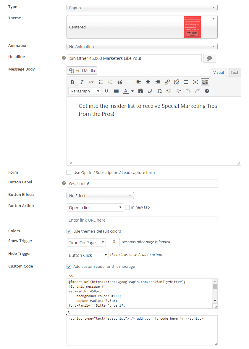 Icegram Customization Options
