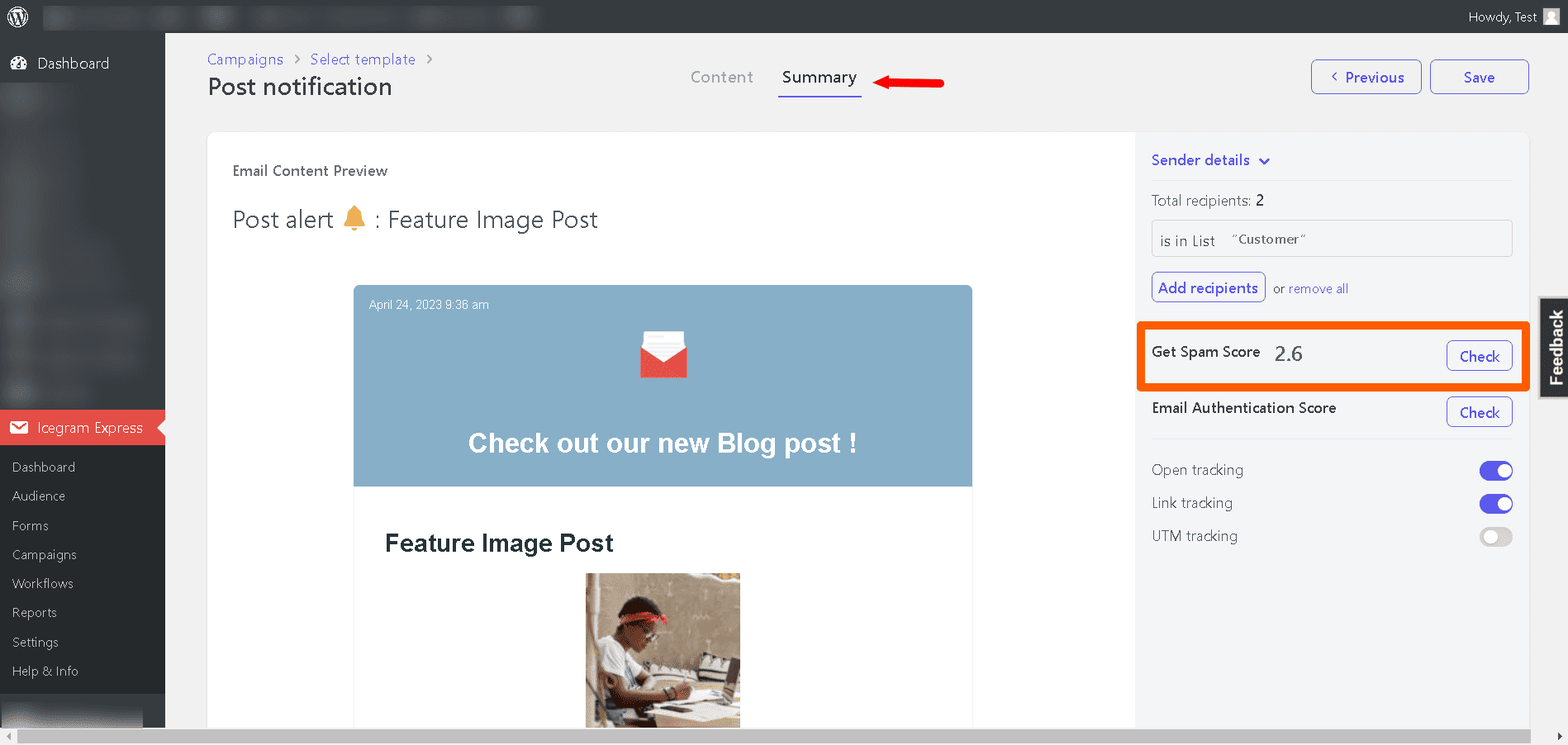Check Spam score