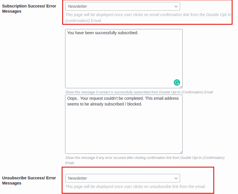 Redirect after subscribe/unsubscribe