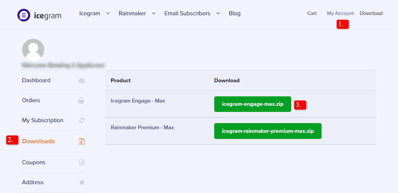 My Account > Downloads