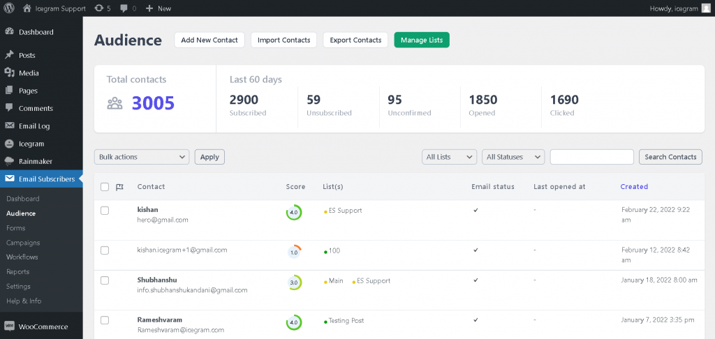 Icegram Express Leads Engagement Score