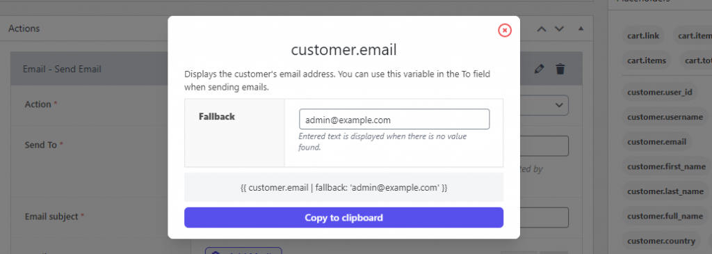 Personalization - Customer Email Placeholder