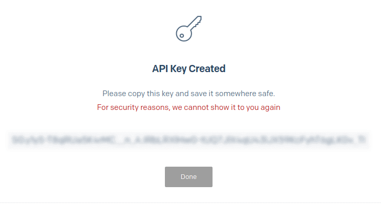 API key created