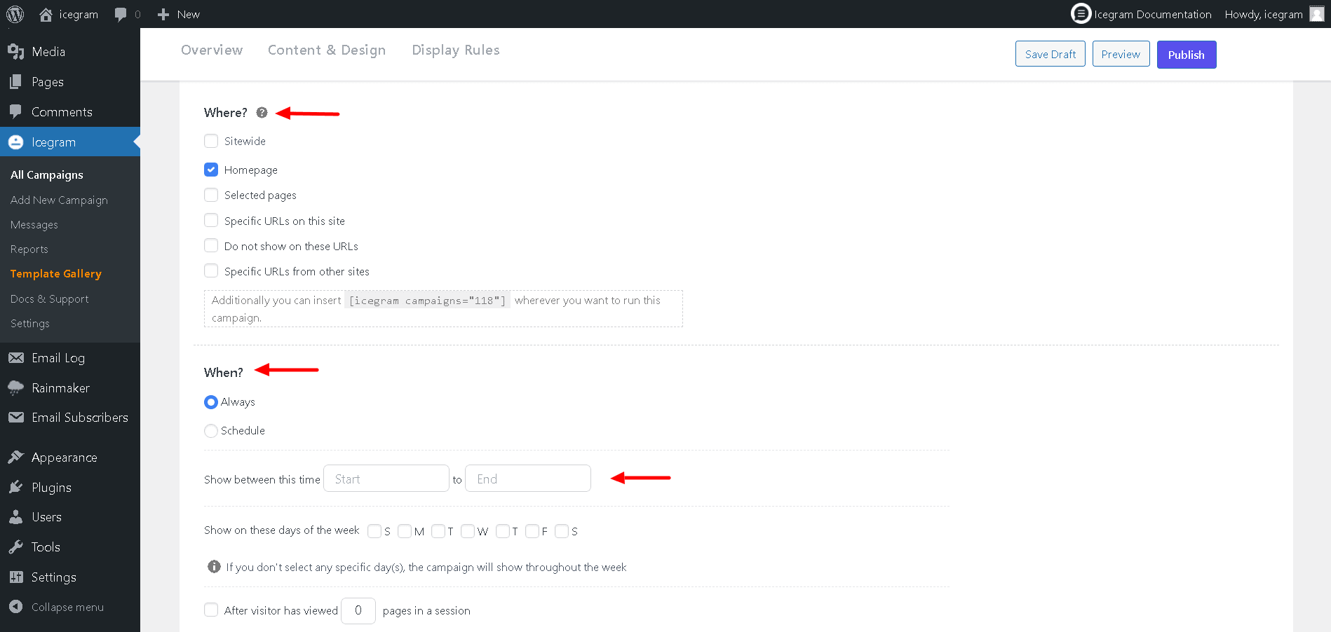 Inline campaign use