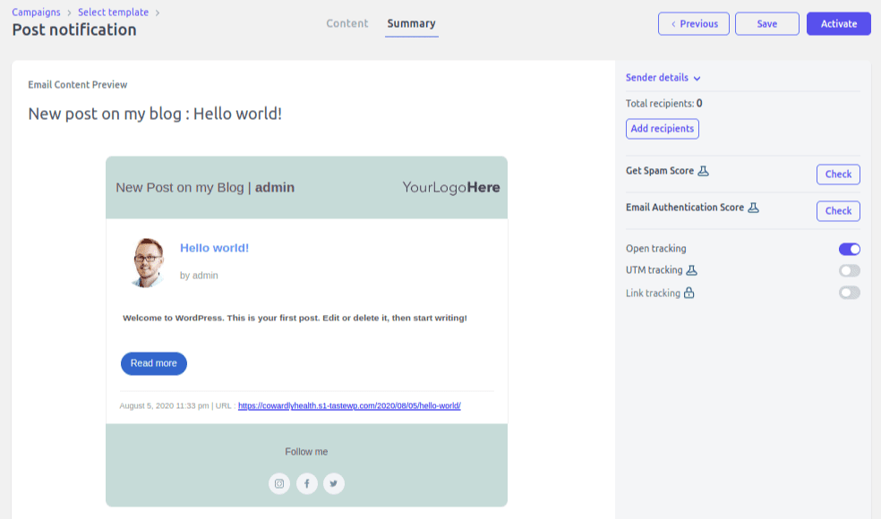 New post notification