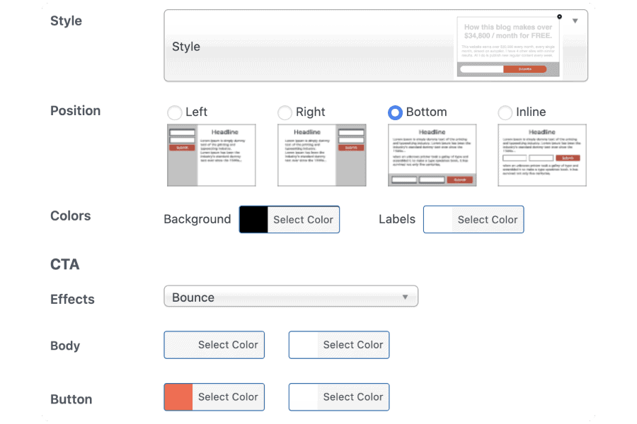 Design template, change style and animations