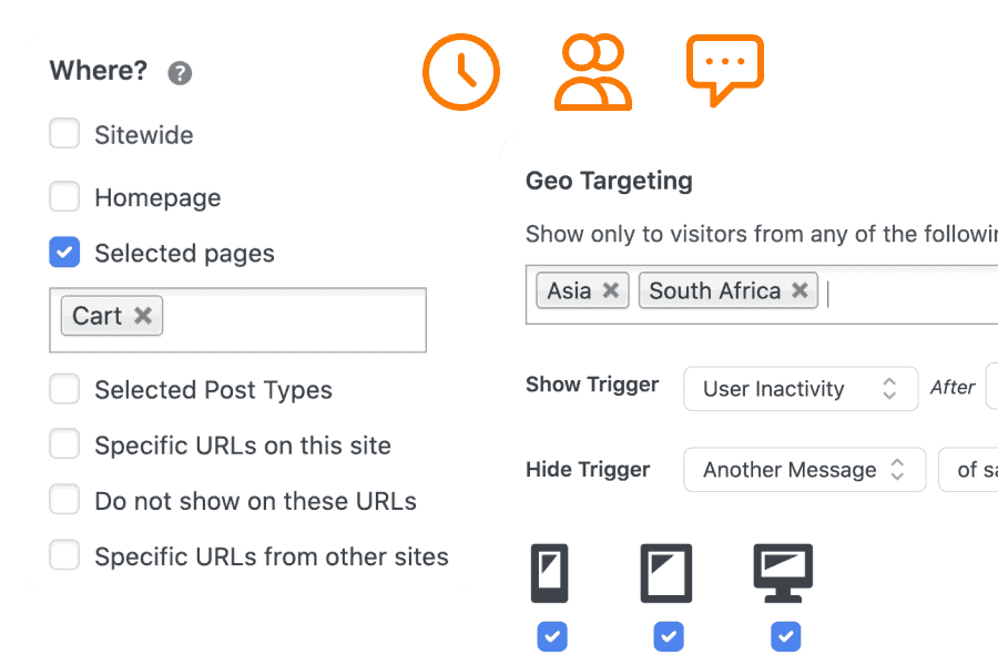 Targeting rules - display conditions, geo-targeting