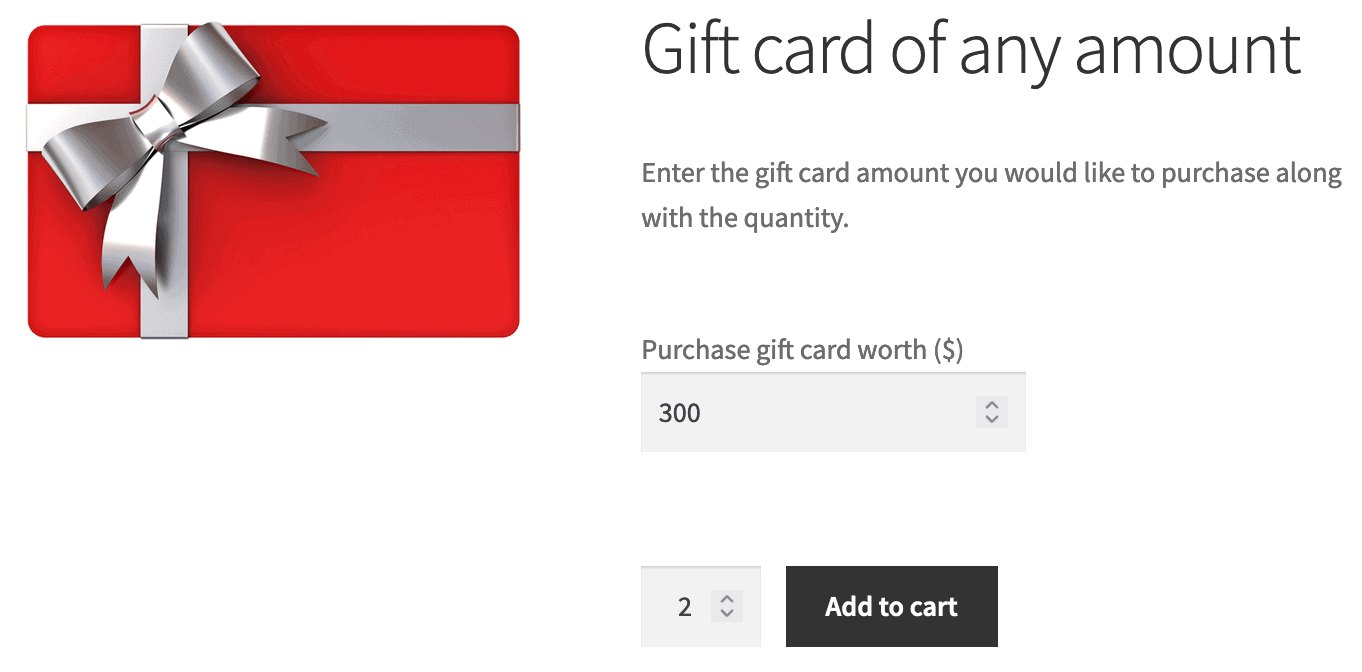 purchasing gift card of any amount