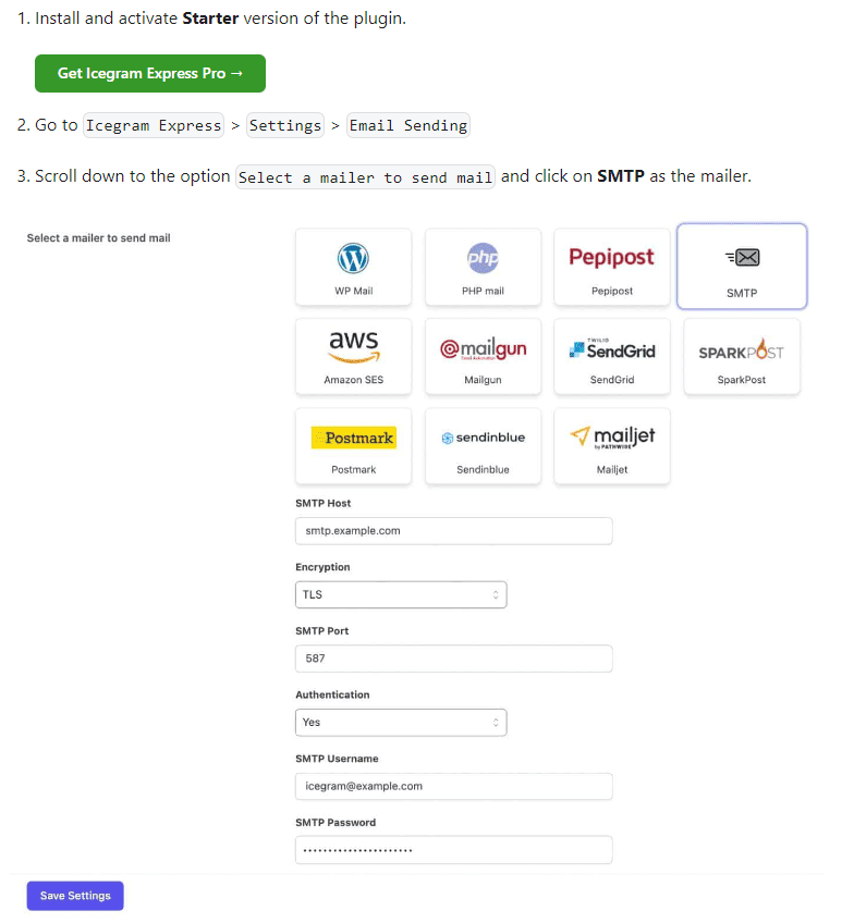 esps and smtps email delivery example_use Icegram Express as smtp